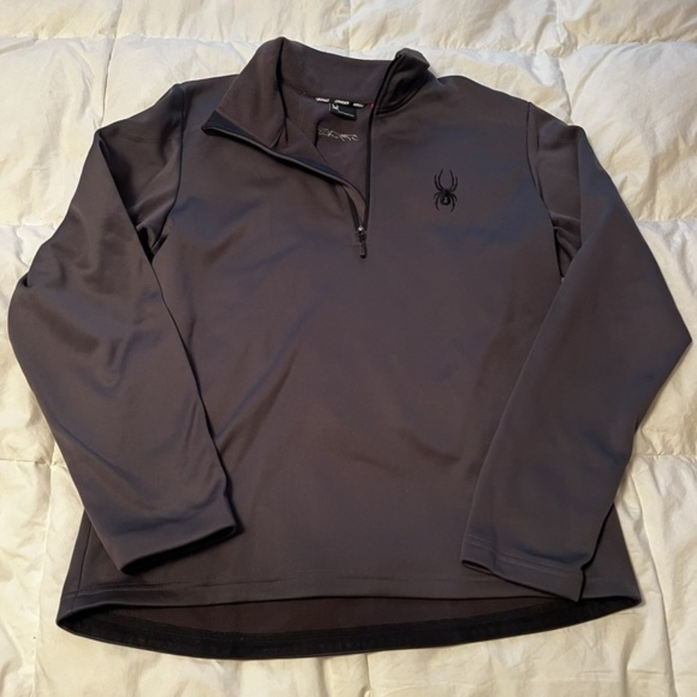 Spyder Pullover Men's Size Medium Outdoors 1/4 Zip Long Sleeve Fleece Lined Gray